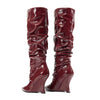 Aachcol Women's Slouchy Wedge Boots | Pointed Toe Knee High Boots
