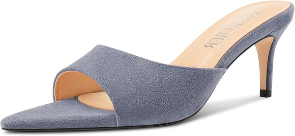 Aachcol Womens Mid Heel Pointed Toe Sandals Mules Shoes Slip-on Slingback Prom Party Dress Basic Classic Summer 2.6 Inches Heels