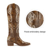 Aachcol Brown floral embroidered Western boot, view 6