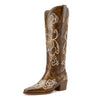 Aachcol Brown floral embroidered Western boot