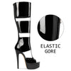 Aachcol Women's Cut-Out Platform Stiletto Boots | Patent Leather Tall Heels