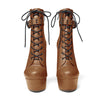 Crocodile Textured Ankle Boots with Zipper, Lace-up, and Ankle Straps _ 2-inch Platform Bootie, 6-inch Heel Shoes