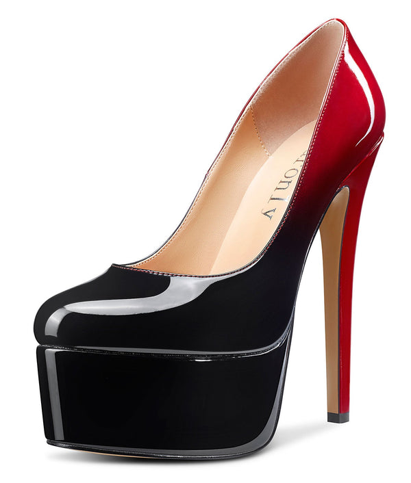 Aachcol Women's High Heels Platform Pumps Slip On Sexy Round Toe Stilettos 5.9 Inches Inch Heel Classic Dress Party Shoes