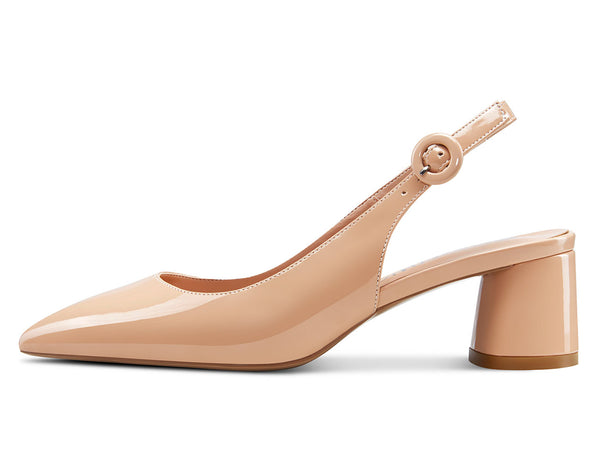 CASTAMERE Womens Chunky Block Heels Slingback Pumps Slip-on Pointy Toe 5CM Heel Sandals
