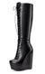 Aachcol Women's High Heels Platform Wedge Mid Calf Boots Round-Toe Lace-Up Boot with Zipper Basic Office Boot 6" Heel Shoes