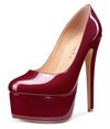 Aachcol Women's High Heels Platform Pumps Slip On Sexy Round Toe Stilettos 5.9 Inches Inch Heel Classic Dress Party Shoes
