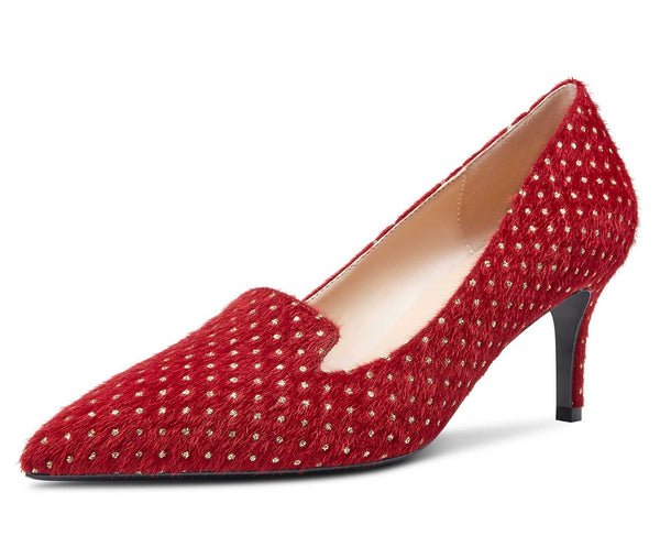 Aachcol Womens Stiletto Mid Heels Office Pumps Pointed Toe Slip-on 6CM Bling Suede