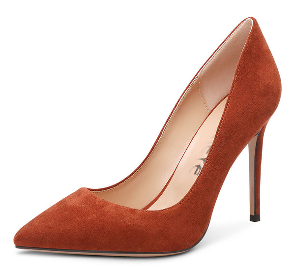 CASTAMERE Womens Basic High Heels Pumps Slip On Pointy Toe Stilettos 10CM Heel