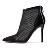 Aachcol Women's Mesh Ankle Boots High Heels Sandals Booties Slip On Pointed Toe Stilettos Boots with Zipper 10CM Heels
