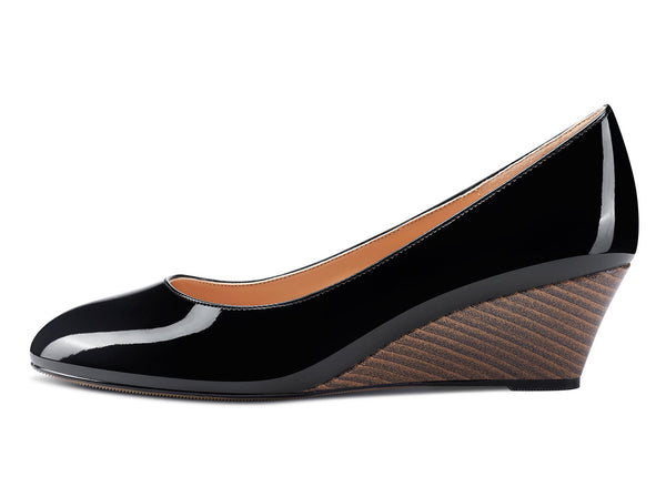 Aachcol Womens Wedge Heels Pumps Comfort Slip-on Round-Toe Basic Pump 2Inch Mid-Heel