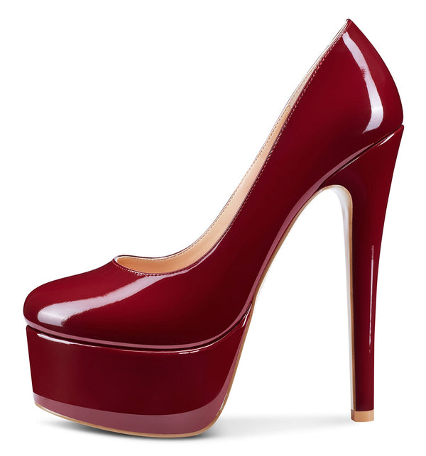 Aachcol Women's High Heels Platform Pumps Slip On Sexy Round Toe Stilettos 5.9 Inches Inch Heel Classic Dress Party Shoes