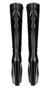 Aachcol Women's High Heels Platform Wedge Mid Calf Boots Round-Toe Lace-Up Boot with Zipper Basic Office Boot 6" Heel Shoes