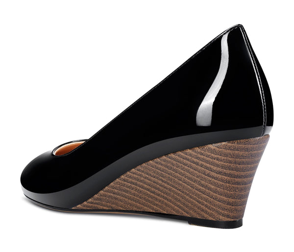 Aachcol Womens Wedge Heels Pumps Comfort Slip-on Round-Toe Basic Pump 2Inch Mid-Heel