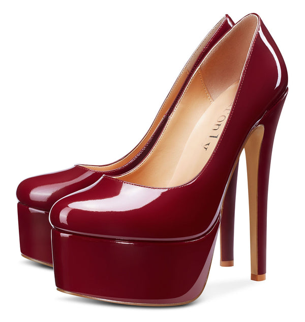 Aachcol Women's High Heels Platform Pumps Slip On Sexy Round Toe Stilettos 5.9 Inches Inch Heel Classic Dress Party Shoes