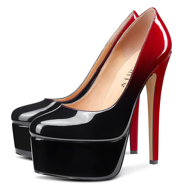 Aachcol Women's High Heels Platform Pumps Slip On Sexy Round Toe Stilettos 5.9 Inches Inch Heel Classic Dress Party Shoes