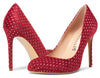 Aachcol Womens Round Toe High Heels Pumps Slip On Stilettos 10CM Heel Bling Suede