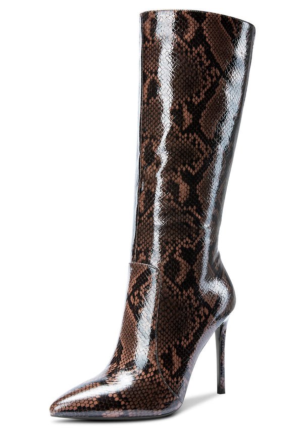 CASTAMERE Womens Knee High Boots High Heels Elegant Pointy Toe Stilettos Boot with Zipper 10CM Heel