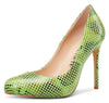 Aachcol Womens Round Toe High Heels Pumps Slip On Stilettos 10CM Heel Bling Suede
