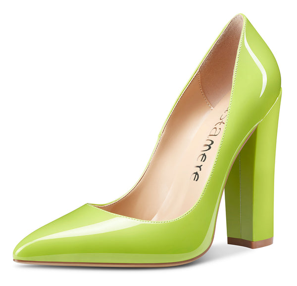 CASTAMERE Womens Sky High Block Heels Pumps Pointed Toe Slip-on 4.7 Inch Heels Shoes