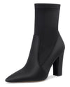 Aachcol Women's High Heels Ankle Boots Pointed Toe Boot with Zipper Basic Office Boot 4" Chunky Heel Shoes