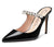 Aachcol Womens Slingback Slip On High Heels Pumps Rhinestones Strappy Pointy Toe 10CM Heel Sandals