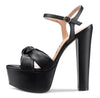 Aachcol Womens High Heel Platform Sandals Slingback Ankle Strap Bow-Knot Sandal Chunky Heel 5.9 Inches