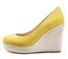 Aachcol Womens High Heels Platform Wedge Pumps Comfortable Leather Lining Slip-on Office Suede Shoes 10CM Heel
