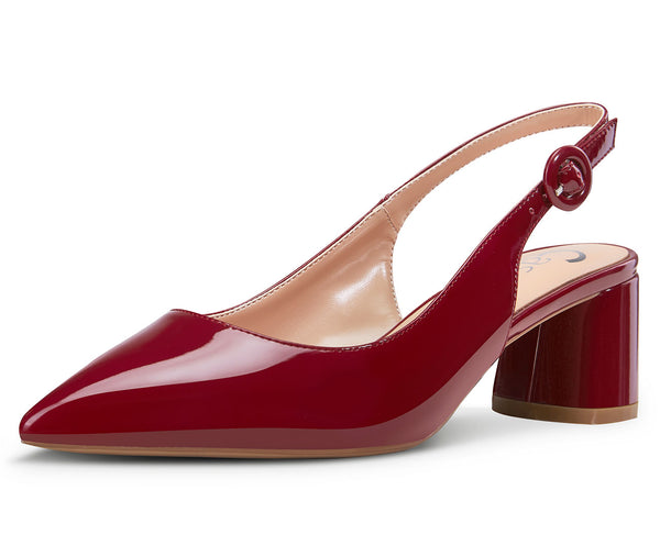CASTAMERE Womens Chunky Block Heels Slingback Pumps Slip-on Pointy Toe 5CM Heel Sandals