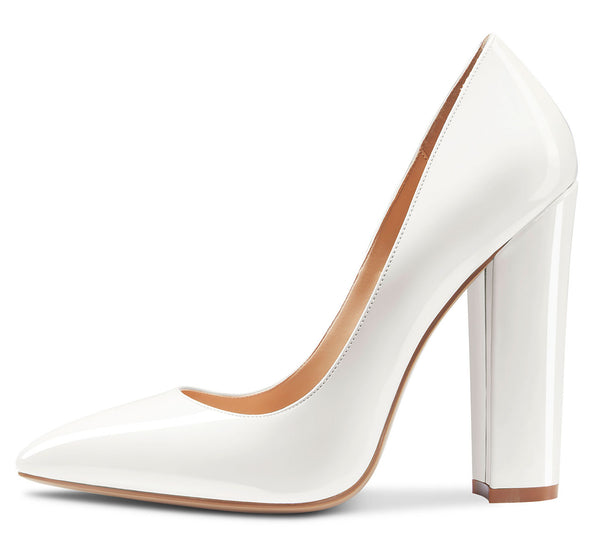 CASTAMERE Womens Sky High Block Heels Pumps Pointed Toe Slip-on 4.7 Inch Heels Classic Shoes