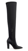 Aachcol Women's High Heels Over Knee Boots Pointed-Toe Sexy Boot with Zipper Basic Office Boot 4" Chunky Heel Shoes
