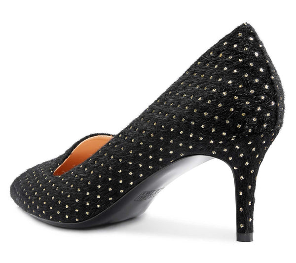 Aachcol Womens Stiletto Mid Heels Office Pumps Pointed Toe Slip-on 6CM Bling Suede