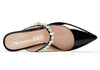 Aachcol Womens Slingback Slip On High Heels Pumps Rhinestones Strappy Pointy Toe 10CM Heel Sandals