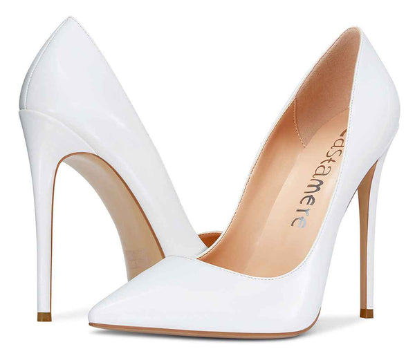 CASTAMERE Womens Sky High Heels Basic Pumps Pointed Toe Stilettos 12CM Heel Satin Shoes