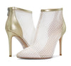 Aachcol Women's Mesh Ankle Boots High Heels Sandals Booties Slip On Pointed Toe Stilettos Boots with Zipper 10CM Heels