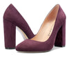 Aachcol Womens High Heels Round Toe Pumps Slip-on 10CM Chunky Block Heel Office