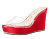 Aachcol Womens High Heels Platform Wedge Sandals Clear Transparent Comfortable Slippers Leather Lining Slip-on Office Shoes 10CM Heel