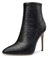 CASTAMERE Women's High Heel Ankle Boots Slip-on Pointed Toe Stretch Boot Stilettos Basic Classic Boots 10CM Heels