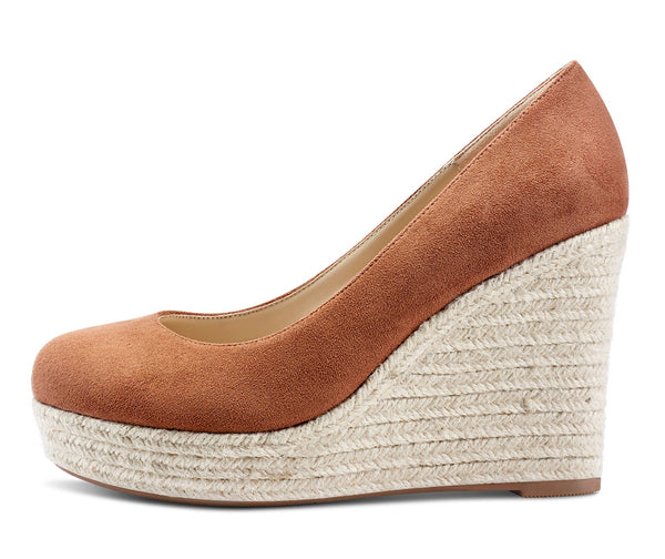 Aachcol Womens High Heels Platform Wedge Pumps Comfortable Leather Lining Slip-on Office Suede Shoes 10CM Heel