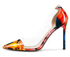 Aachcol Women's High Heels Transparent Clear Pumps Slip On Sexy Pointed Toe Stilettos 4" Inch Red Colorfull Patent Heel