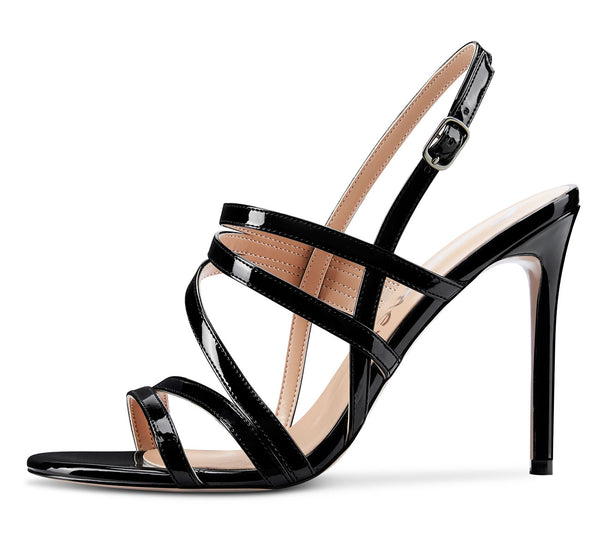 CASTAMERE Women High Heels Roman Sandals Slingback Stiletto Thin Heel Ankle Straps 10CM Shoes