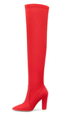 Aachcol Women's High Heels Over Knee Boots Pointed-Toe Sexy Boot with Zipper Basic Office Boot 4" Chunky Heel Shoes
