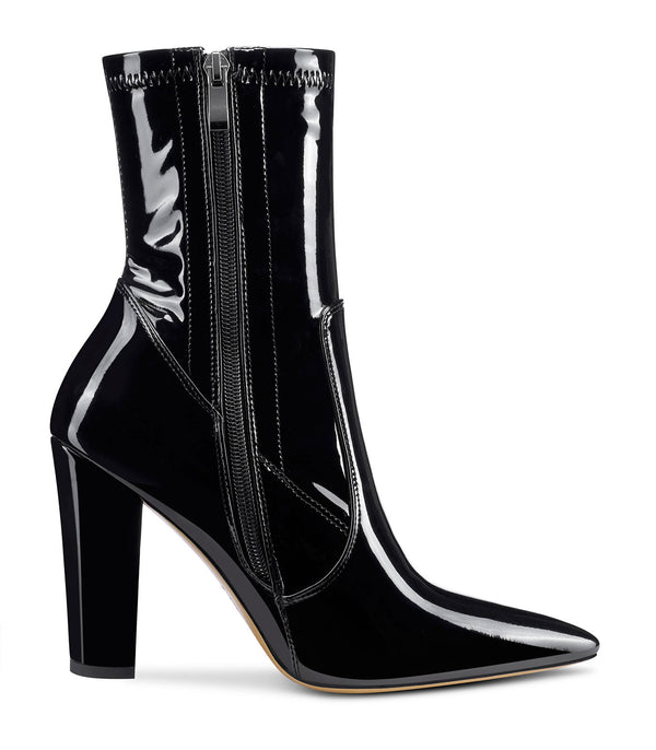 Aachcol Women's High Heels Ankle Boots Pointed Toe Boot with Zipper Basic Office Boot 4" Chunky Heel Shoes