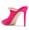 Aachcol Womens Slingback Slip On High Heels Pumps Rhinestones Strappy Pointy Toe 10CM Heel Sandals
