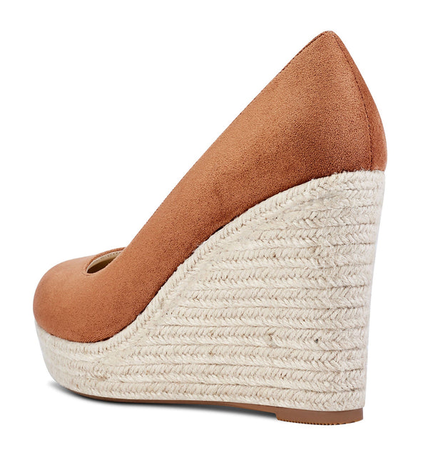 Aachcol Womens High Heels Platform Wedge Pumps Comfortable Leather Lining Slip-on Office Suede Shoes 10CM Heel
