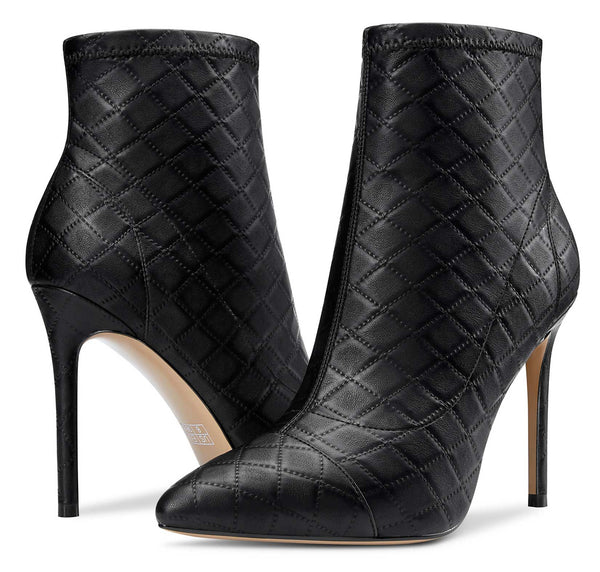 CASTAMERE Women's High Heel Ankle Boots Slip-on Pointed Toe Stretch Boot Stilettos Basic Classic Boots 10CM Heels