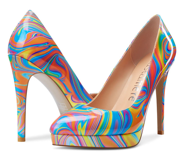 Aachcol Womens High Heels Platform Pumps Slip-on Stilettos 12CM Heel Office Dress Fashion Shoes