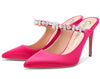 Aachcol Womens Slingback Slip On High Heels Pumps Rhinestones Strappy Pointy Toe 10CM Heel Sandals