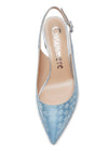 Aachcol Womens Chunky Block Heels Slingback Pumps Slip-on Pointy Toe 5CM Heel Glitter Sandals