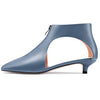 Aachcol Women Low Kitten Heel Pointed Toe Two-Piece Zipper Pumps Wedding Prom 1.2 Inches Heels Cobalt Blue