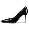 Aachcol Womens Pumps Pointed Toe Slip On Stiletto High Heel Patent Dress Shoes Office Black 3.5 Inch